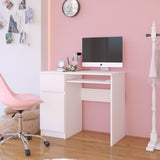 Computertisch, Bürotisch, mit 1 Schublade und 2 Regalen und einer ausziehbaren Tastaturablage, 90 x 50 x 77 cm, abriebfeste Laminatplatte mit ABS-Kante, Fächer rechts oder links