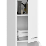 Meuble de salle de bain, avec 2 portes et 4 étagères, 30 x 30 x 140 cm, en panneau stratifié résistant à l'abrasion de 16 mm d'épaisseur, blanc