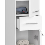 Meuble de salle de bain, avec 1 tiroir et 3 compartiments, 30 x 30 x 85 cm, en panneau stratifié résistant à l'abrasion de 16 mm d'épaisseur, blanc