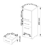 Meuble de salle de bain, avec 1 tiroir et 3 compartiments, 30 x 30 x 85 cm, en panneau stratifié résistant à l'abrasion de 16 mm d'épaisseur, blanc