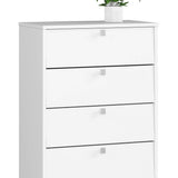 Schuhschrank in weiß mit vier Flügeltüren, Elegant, Flur, Schlafzimmer, Schuhregal, Schuh Schrank