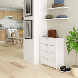 Schuhschrank in weiß mit vier Flügeltüren, Elegant, Flur, Schlafzimmer, Schuhregal, Schuh Schrank