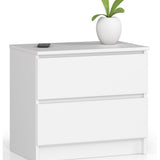 Commode à deux tiroirs, élégante, pour intérieur minimaliste, 60x40x55cm, salon, chambre, couloir, placard, buffet, buffet haut, nombreux rangements, en blanc ou sonoma
