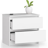 Commode à deux tiroirs, élégante, pour intérieur minimaliste, 60x40x55cm, salon, chambre, couloir, placard, buffet, buffet haut, nombreux rangements, en blanc ou sonoma