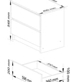 Commode à deux tiroirs, élégante, pour intérieur minimaliste, 60x40x55cm, salon, chambre, couloir, placard, buffet, buffet haut, nombreux rangements, en blanc ou sonoma