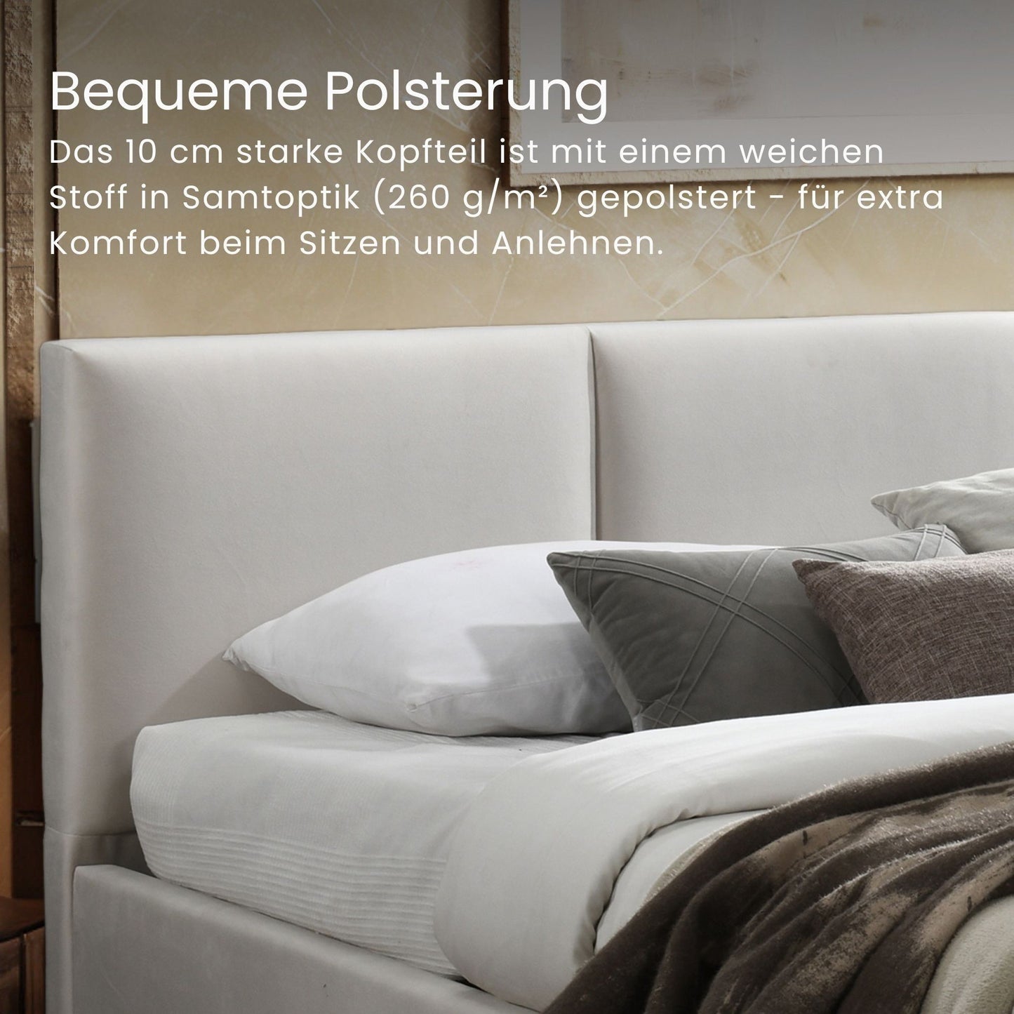 Bett 140x200 / 160x200 cm Doppelbett Polsterbett Bettgestell mit Lattenrost aus Metall, hydraulischer Bettkasten, Samtbezug in beige oder dunkelgrau, viel Stauraum, modern & pflegeleicht
