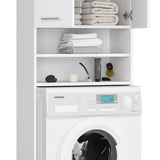 Meuble lave-linge 64x30x180cm, meuble haut de salle de bain, avec 2 portes et 4 étagères meuble de salle de bain étagère de salle de bain couloir