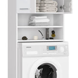 Meuble lave-linge 64x30x180cm, meuble haut de salle de bain, avec 2 portes et 4 étagères meuble de salle de bain étagère de salle de bain couloir