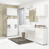 Meuble lave-linge 64x30x180cm, meuble haut de salle de bain, avec 2 portes et 4 étagères meuble de salle de bain étagère de salle de bain couloir