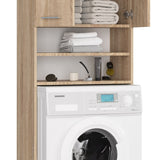 Meuble lave-linge 64x30x180cm, meuble haut de salle de bain, avec 2 portes et 4 étagères meuble de salle de bain étagère de salle de bain couloir