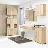 Meuble lave-linge 64x30x180cm, meuble haut de salle de bain, avec 2 portes et 4 étagères meuble de salle de bain étagère de salle de bain couloir