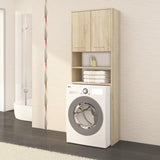 Meuble lave-linge 64x30x180cm, meuble haut de salle de bain, avec 2 portes et 4 étagères meuble de salle de bain étagère de salle de bain couloir