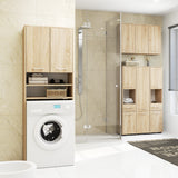 Meuble lave-linge 64x30x180cm, meuble haut de salle de bain, avec 2 portes et 4 étagères meuble de salle de bain étagère de salle de bain couloir