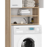 Meuble lave-linge 64x30x180cm, meuble haut de salle de bain, avec 2 portes et 4 étagères meuble de salle de bain étagère de salle de bain couloir