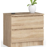 Commode à deux tiroirs, élégante, pour intérieur minimaliste, 60x40x55cm, salon, chambre, couloir, placard, buffet, buffet haut, nombreux rangements, en blanc ou sonoma