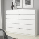 Commode blanche largeur 160 cm, chambre et salon, polyvalente pour couloirs et chambres d'enfants