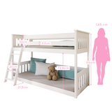 Hochbett 90x200 cm mit Matratze (optional) Rausfallschutz & zwei Lattenroste in weiß und natur Mädchen Jungen Bett Kinderbett Jugendbett 200x90 cm
