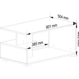 Couchtisch weiß mit Stauraum, 90 x 50 x 45 cm (LxBxH), modernes Design, langlebiges Holz