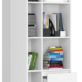 Armoire bureau étagère bibliothèque étagère blanc 80 cm de large 180 cm de haut blanc