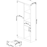 Armoire bureau étagère bibliothèque étagère blanc 80 cm de large 180 cm de haut blanc
