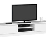 Meuble TV de 160 cm de large avec deux portes et deux étagères ouvertes, meuble TV moderne, lowboard, salon chambre