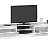 Meuble TV de 160 cm de large avec deux portes et deux étagères ouvertes, meuble TV moderne, lowboard, salon chambre