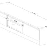 Meuble TV de 160 cm de large avec deux portes et deux étagères ouvertes, meuble TV moderne, lowboard, salon chambre
