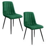 Ensemble de 2 chaises de salle à manger, chaises de salon, velours avec pieds en métal, chaises élégantes et rembourrées 2x avec pieds noirs