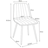 Ensemble de 2 chaises de salle à manger, chaises de salon, velours avec pieds en métal, chaises élégantes et rembourrées 2x avec pieds noirs