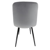 Ensemble de 2 chaises de salle à manger, chaises de salon, velours avec pieds en métal, chaises élégantes et rembourrées 2x avec pieds noirs