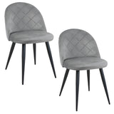 2er Set Esszimmerstuhl Wohnzimmerstuhl Stuhl, Samt mit Metallbeinen, elegant gesteppt, Polsterstuhl 2x mit schwarzen Beinen