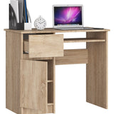 Computertisch, Bürotisch, mit 1 Schublade und 2 Regalen und einer ausziehbaren Tastaturablage, 90 x 50 x 77 cm, abriebfeste Laminatplatte mit ABS-Kante, Fächer rechts oder links