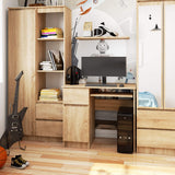 Computertisch, Bürotisch, mit 1 Schublade und 2 Regalen und einer ausziehbaren Tastaturablage, 90 x 50 x 77 cm, abriebfeste Laminatplatte mit ABS-Kante, Fächer rechts oder links