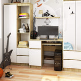 Computertisch, Bürotisch, mit 1 Schublade und 2 Regalen und einer ausziehbaren Tastaturablage, 90 x 50 x 77 cm, abriebfeste Laminatplatte mit ABS-Kante, Fächer rechts oder links