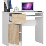 Computertisch, Bürotisch, mit 1 Schublade und 2 Regalen und einer ausziehbaren Tastaturablage, 90 x 50 x 77 cm, abriebfeste Laminatplatte mit ABS-Kante, Fächer rechts oder links