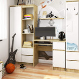 Computertisch, Bürotisch, mit 1 Schublade und 2 Regalen und einer ausziehbaren Tastaturablage, 90 x 50 x 77 cm, abriebfeste Laminatplatte mit ABS-Kante, Fächer rechts oder links