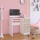 Computertisch, Bürotisch, mit 1 Schublade und 2 Regalen und einer ausziehbaren Tastaturablage, 90 x 50 x 77 cm, abriebfeste Laminatplatte mit ABS-Kante, Fächer rechts oder links