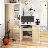 Computertisch, Bürotisch, mit 1 Schublade und 2 Regalen und einer ausziehbaren Tastaturablage, 90 x 50 x 77 cm, abriebfeste Laminatplatte mit ABS-Kante, Fächer rechts oder links