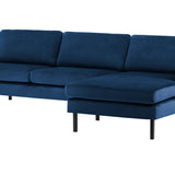 2-Sitzer, 3-Sitzer, Ecksofa Rechts oder Links, Couch, mit schwarzen Metallbeinen und modischem Veloursbezug