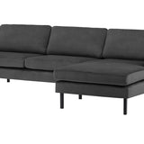 2-Sitzer, 3-Sitzer, Ecksofa Rechts oder Links, Couch, mit schwarzen Metallbeinen und modischem Veloursbezug