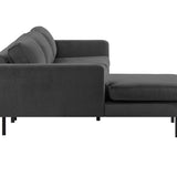 2-Sitzer, 3-Sitzer, Ecksofa Rechts oder Links, Couch, mit schwarzen Metallbeinen und modischem Veloursbezug