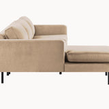 2-Sitzer, 3-Sitzer, Ecksofa Rechts oder Links, Couch, mit schwarzen Metallbeinen und modischem Veloursbezug