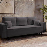 3-Sitzer Sofa Dreisitzer Schlafsofa, 3er Sofa mit schwarzen Holzbeinen und modischem Cordbezug