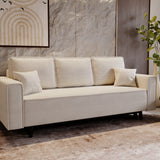 3-Sitzer Sofa Dreisitzer Schlafsofa, 3er Sofa mit schwarzen Holzbeinen und modischem Cordbezug