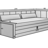 Canapé &amp; Daybed 3 places Canapé-lit 3 places avec 2 coussins décoratifs et rangements, gauche ou droite