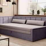 Canapé &amp; Daybed 3 places Canapé-lit 3 places avec 2 coussins décoratifs et rangements, gauche ou droite