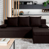 Ecksofa mit Schlaffunktion Eck-Sofa Corner Recamiere beidseitig montierbar mit 5 Dekokissen, 206 cm Gesamtbreite umbaubar zum Doppelbett