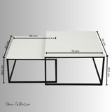 Lot de 2 tables basses carrées en bois, table de salon moderne, table d'appoint 2 en 1 avec structure en métal pour salon, bureau, table d'appoint design Loft TWIN, surface résistante aux rayures