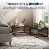 Lot de 2 tables basses carrées en bois, table de salon moderne, table d'appoint 2 en 1 avec structure en métal pour salon, bureau, table d'appoint design Loft TWIN, surface résistante aux rayures