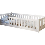 Kinderbett Bodenbett 80x160 | 80x180 | 90x190 | 90x200 | 120x200 | 140x200 cm Bett mit Rausfallschutz & Lattenrost Montessori Bett Gitterbett Kinder Jugendbett Einzelbett optional mit Matratze | Kiefer Holz massiv Junge Mädchen